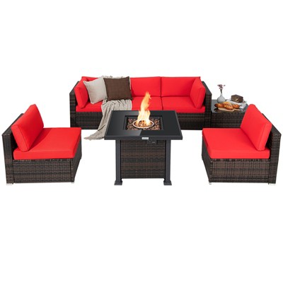 Tangkula 5pcs Outdoor Patio Furniture Set With 50,000 Btu Propane