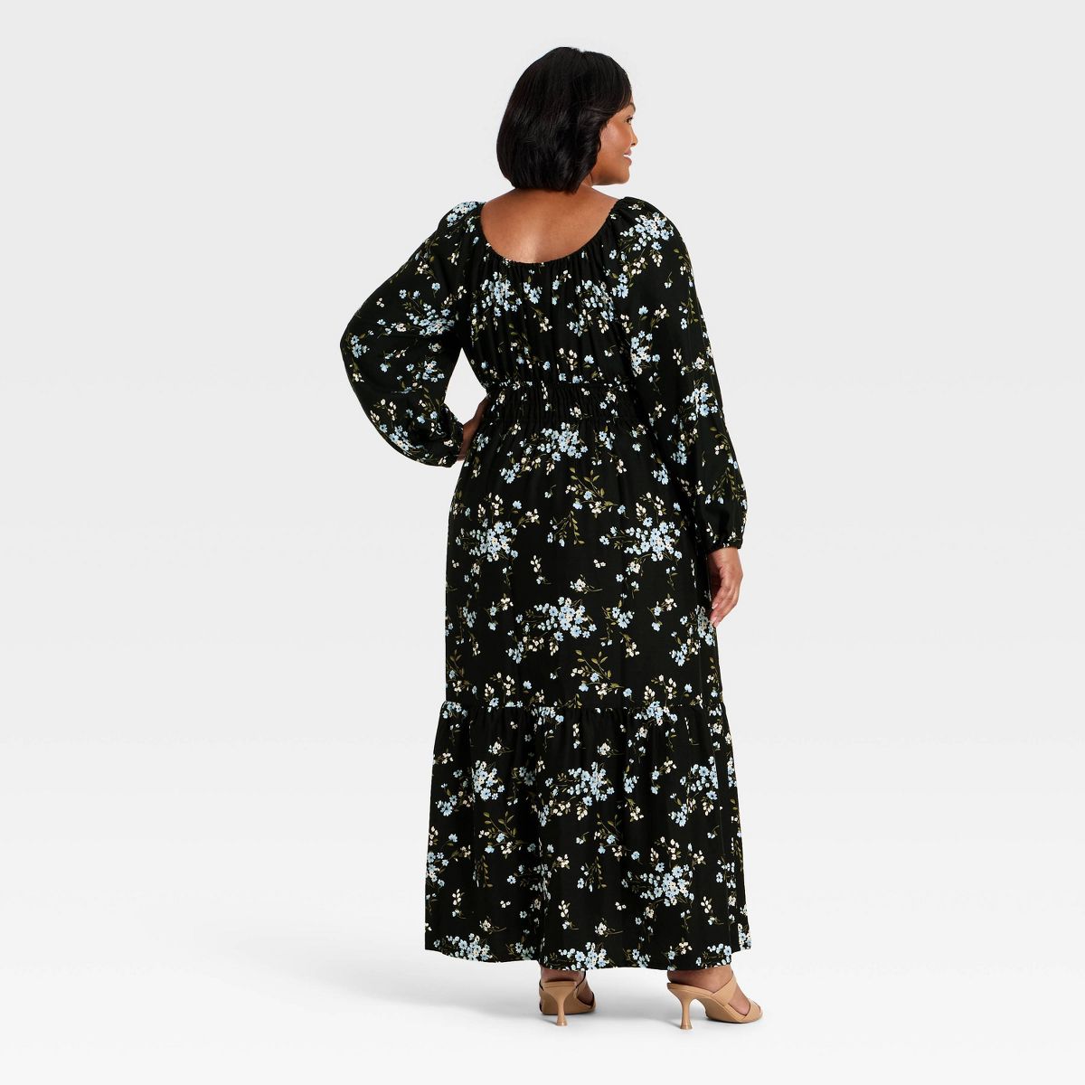 Women's Plus Long Sleeve Front Tie Tiered Maxi Dress - Ava & Viv™ - thumbnail 5