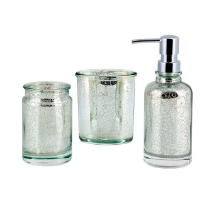 3pc Athena Lotion Pump/Toothbrush Holder/Tumbler Set Blue/Silver - Allure Home Creations - 1 of 4