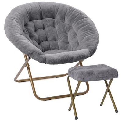 Milliard Cozy Faux Fur Saucer Chair X-Large with Footrest