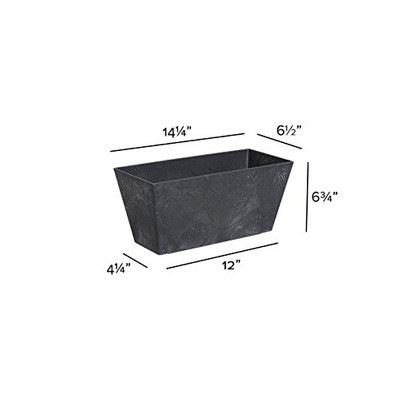 Black Rectangular Stone Resin Indoor/Outdoor Flower Box