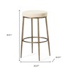 HomeRoots 31" Ivory and Antiqued Brass Fabric and Metal Backless Bar Height Bar Chair - 3 of 4