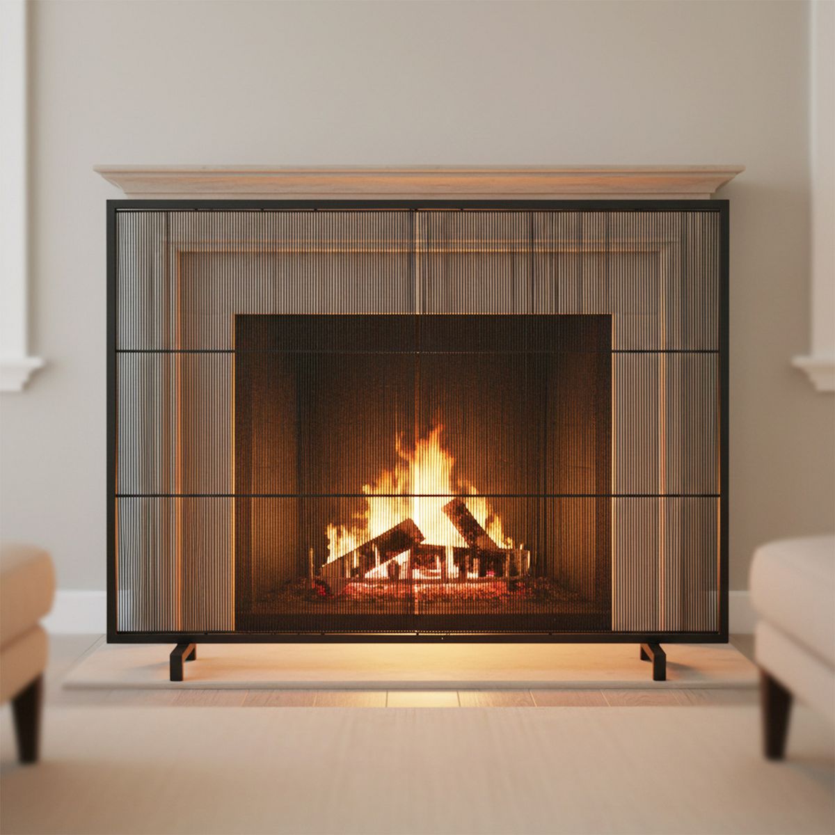 Christopher Knight Home Akira Modern Rectangular Metal Single Panel Fireplace Screen - thumbnail 2