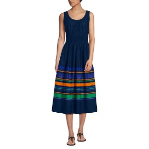 Lands' End Women's Sleeveless Poplin Smocked Midi Dress - 1 of 4