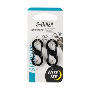 Nite Ize S-Biner MicroLock Stainless Steel - S-Biner with Locking Dual Sided Gates - Keep Keys Secure with Carabiner Key Holder - Black (2 Pack) - 1 of 4