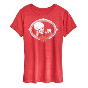 Women's - Instant Message - Human And Cat Skull Short Sleeve Graphic T-Shirt - 1 of 4