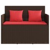 vidaXL Patio Bench with Cushions Brown Poly Rattan - 4 of 4