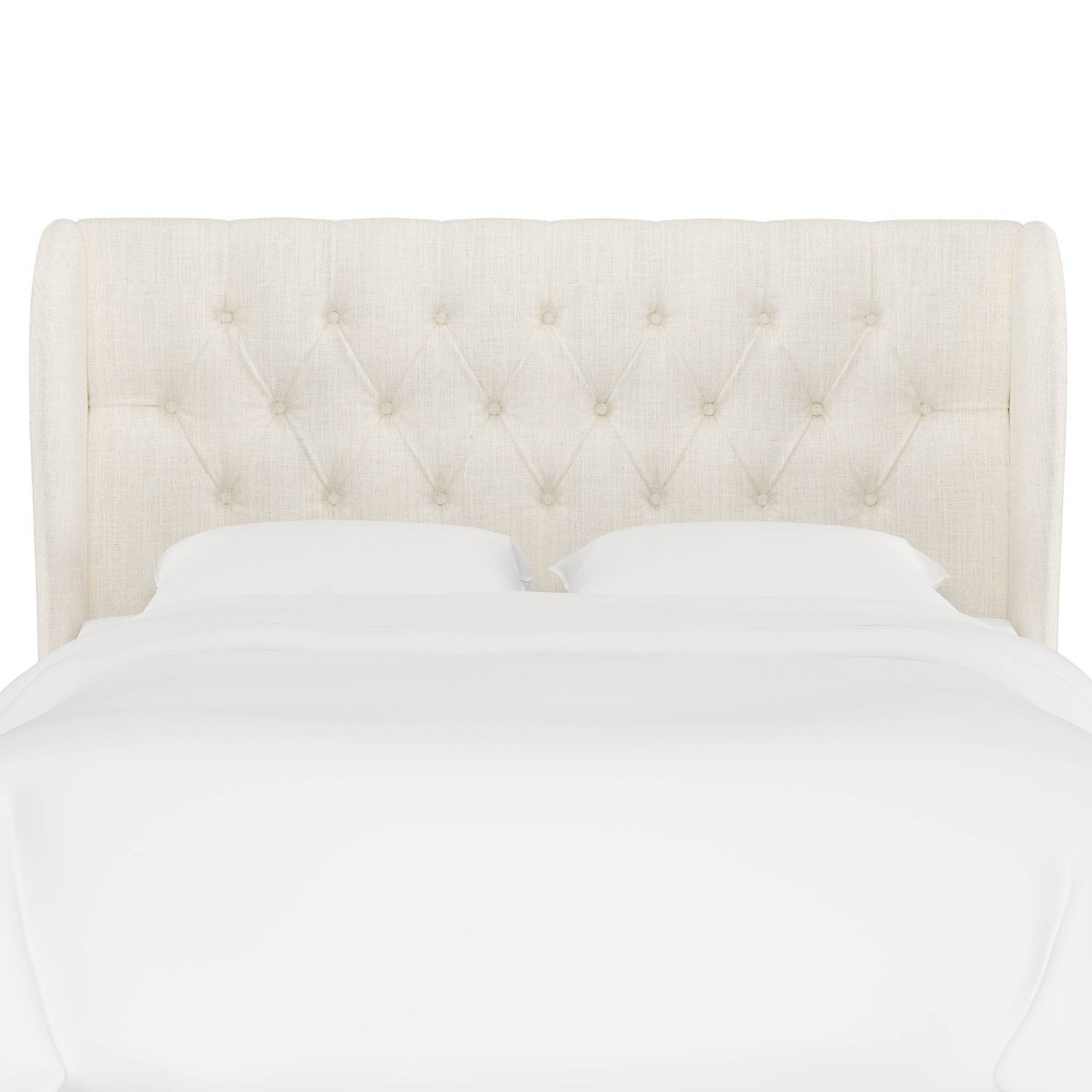 Skyline Furniture King Tufted Upholstered Wingback Headboard Talc Linen: Polyester, No Assembly, Traditional Style