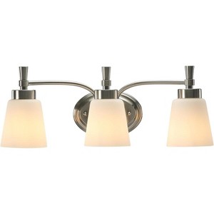 Tribesigns Bathroom Vanity Light Over Mirror, 3 Light Brushed Nickel Light Fixtures with Frosted Glass, White - 1 of 4