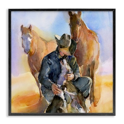Stupell Industries Cowboy & Animals Watercolor, 17" x 17"