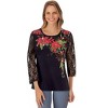 Collections Etc Poinsettia With Lace Sleeves Top - 4 of 4