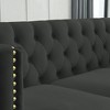 Velvet 2-Seater Tufted Sofa with Metal Legs & Nailhead Trim - 3 of 4