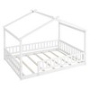 CAVINAS Modern Twin Size Platform Bed Frame with Roof & Fence, Pine Wood Kids Bed Frame, Toddler Bed, House Floor Bed —Semi-Enclosed Play/Sleep Space - 3 of 4
