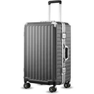 LUGGEX Zipperless Luggage with Spinner Wheels, Polycarbonate Aluminum Hard Shell Suitcase, Trunk Medium 24 Inch, Charcoal Metallic - 1 of 4