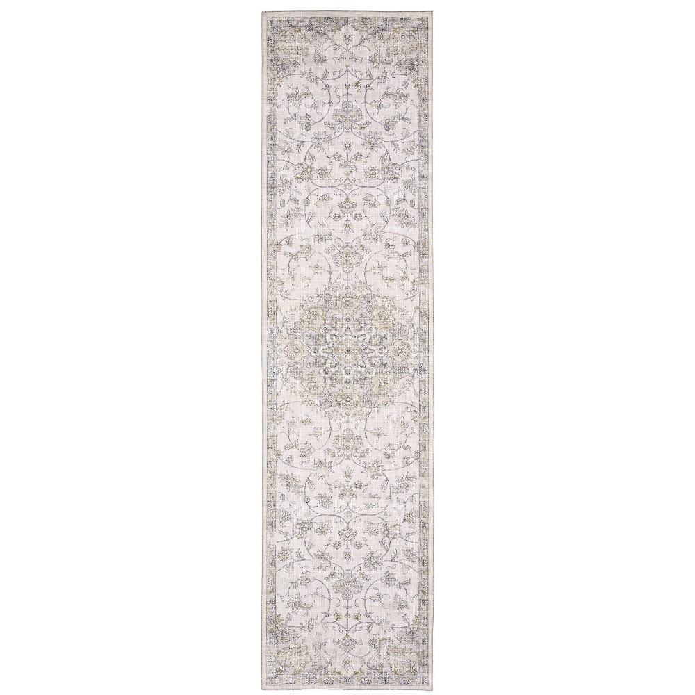 Photos - Area Rug 2'x8' Marcel Vintage Traditional Medallion Runner Rug Beige/Gold - Captiv8