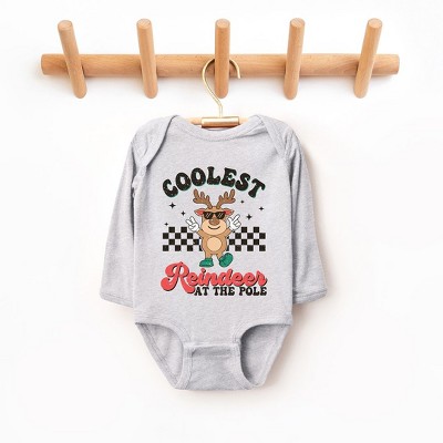 The Juniper Shop Coolest Reindeer At The Pole Baby Long Sleeve Bodysuit - 18 Month - Heather Grey