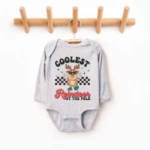 The Juniper Shop Coolest Reindeer At The Pole Baby Long Sleeve Bodysuit - 12 Month - Heather Grey - 1 of 3