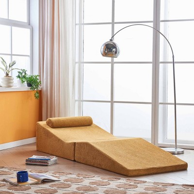 Aukfa Foldable Tatami Lounger & Sofa Bed, High-Density Sponge, Portable Floor Couch with Pillow for Living Room