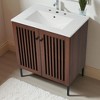 30" Vintage Bathroom Vanity with Slatted Doors, Ceramic Sink, Adjustable Shelf, Soft-Close Hinges, Square Tube Black Legs - 4 of 4