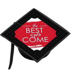 Big Dot of Happiness Red Grad - Best is Yet to Come - Red Graduation Cap Decorations Kit - Grad Cap Cover - 1 of 4