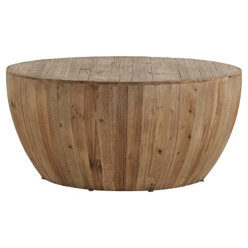 Rochelle Reclaimed Wood Drum Cocktail Table - Natural ...