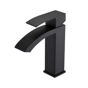 ChicFurnit Bathroom Sink Faucet Single Handle Waterfall Flow for Easy Control and Cleaning, Black, 11"*9.8"*2.5" - 1 of 4