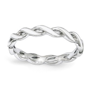 Black Bow Jewelry 2mm Sterling Silver Stackable Expressions White Enamel Swirl Band - 1 of 4