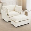 Whisen Chenille Armchair Sofa with Movable Ottoman, Wide Seat, Curved Armrests and Soft Pillows - 2 of 4
