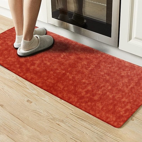 Anti Slip Kitchen Floor Mat, Half Round (Red, 27.8 x 17 in