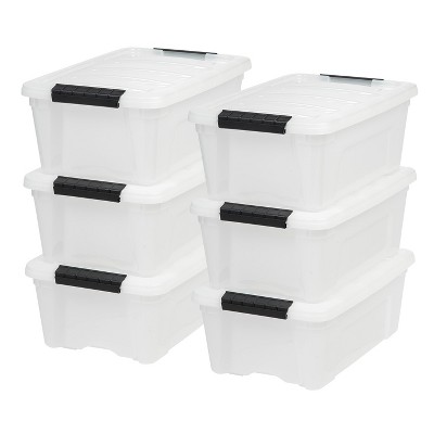 IRIS 12 Quart Stack & Pull Box, Multi-Purpose Storage Bin, White, 6 Pack