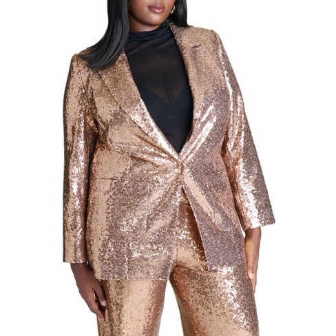 Plus size gold sequin blazer hotsell