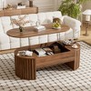 Gulches Wood Grain Oval MDF Indoor Lift-Top Coffee Table with Hidden Storage 47x23x16 Inch Modern Hydraulic - 2 of 4