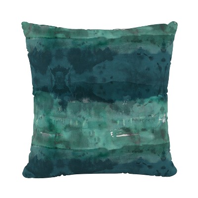 Teal/Blue Stripe Throw Pillow - Skyline Furniture: Indoor Square Linen & Cotton, Zipper Closure