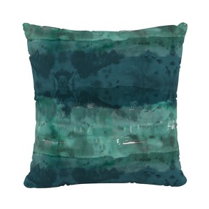 Teal/Blue Stripe Throw Pillow - Skyline Furniture: Indoor Square Linen & Cotton, Zipper Closure - 1 of 4