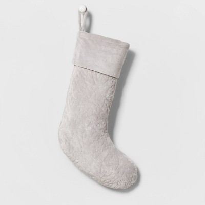 Velvet Quilted Christmas Stocking Gray - Wondershop™