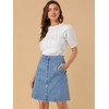 Allegra K Women's Elastic Back Short Button Down Denim Skirts with Pockets - 3 of 4