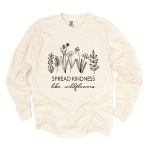 Simply Sage Market Women's Spread Kindness Like Wildflowers Long Sleeve Garment Dyed Tee - 1 of 4