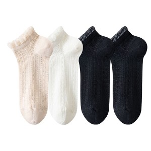 Anna-Kaci Women's 4-Pair Pack Breathable Lace Trim Ankle Socks with Open Knit Mesh Texture and Cotton Comfort - 1 of 4