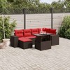 vidaXL Patio Sofa Set with Cushions Table and Couches 7 Piece Poly Rattan - Brown without storage - 2 of 4