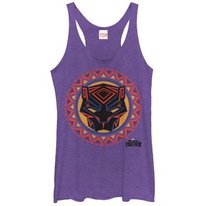 Women's Marvel Black Panther 2018 Mask Pattern Racerback Tank Top - 1 of 3