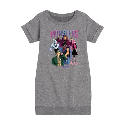 - Monster High - Monsters Group Graphic Short Sleeve Fleece Dress