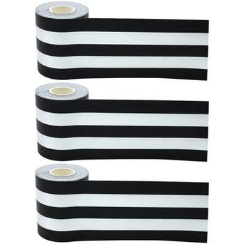 Teacher Created Resources Straight Rolled Border Trim 3" x 50' Black/White Stripes 3/Pack