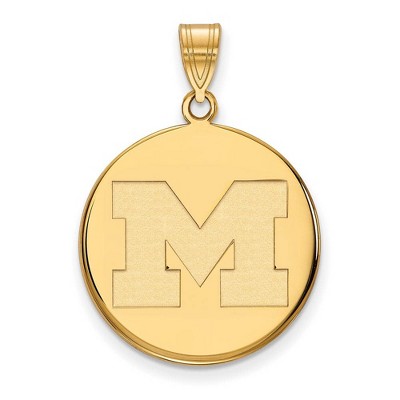 Black Bow Jewelry 10k Yellow Gold Michigan Wolverines NCAA Large Pendant