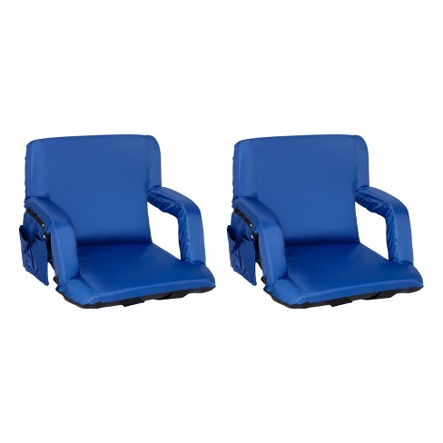 Stadium Seat Chair Collection - Bleacher Cushion with Padded Back Support, Armrests, 6 Reclining Positions and Portable Carry Straps