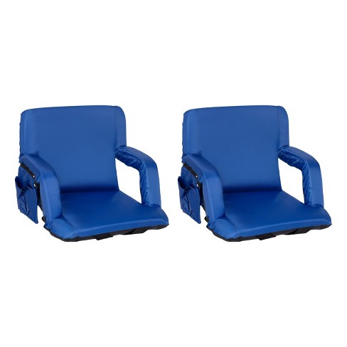 Armrest Blue Folding Picnic Chair Stadium Seat Reclines Perfect For Bleachers 