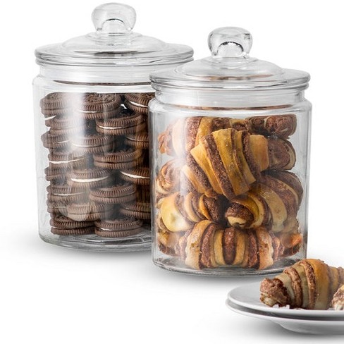 Le'raze Set Of 2 Glass Cookie Jars With Airtight Lids + Labels & Marker - 1  Gallon : Target