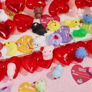 Joyfy 28 Packs Mochi Squishy Toys with Cards & Glitter Hearts | Kawaii Stress Relief Party Favors for Kids - 1 of 4