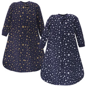 Hudson Baby Infant Premium Quilted Long Sleeve Sleeping Bag and Wearable Blanket, Metallic Stars - 1 of 3