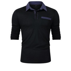 Coolmee Mens Polo Shirts Long Sleeve Casual Button Polo Shirt with Chest Pocket Classic Collared Golf Shirt - 1 of 3