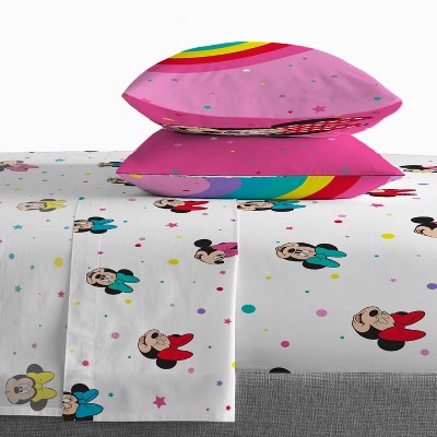 Minnie Mouse Rainbow Dots Full Microfiber Sheet Set